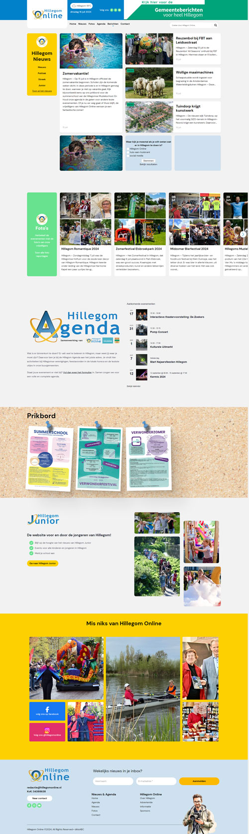 Hillegom Online homepage op desktop