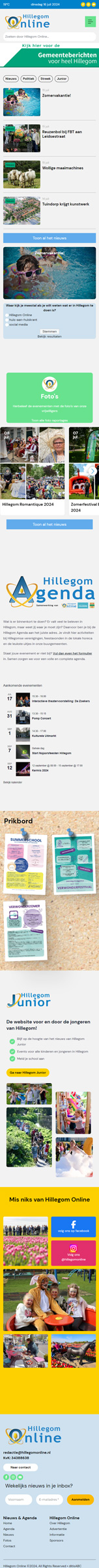 Hillegom Online homepage op mobiel